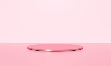 Fotokopi alanı ile minimalizm tarzında sunum yapmak için zarif, parlak podyuma sahip sahne, soyut arkaplan tasarımını 3d render