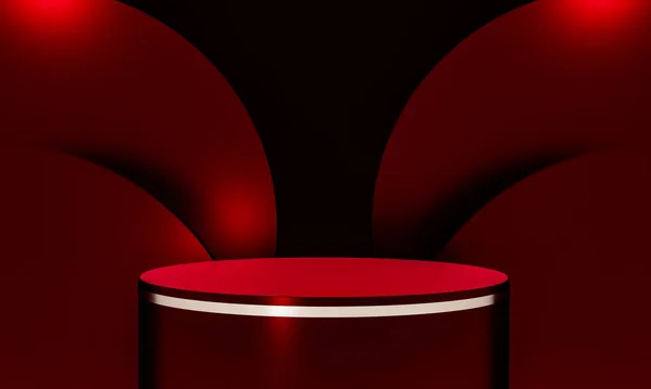 Fotokopi alanı ile minimalizm tarzında sunum yapmak için zarif, parlak podyuma sahip sahne, soyut arkaplan tasarımını 3d render