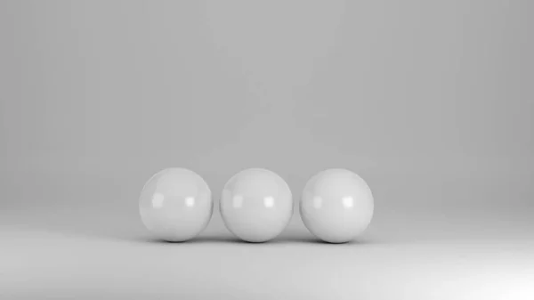 Drie Witte Bollen Een Witte Achtergrond Als Rendering — Stockfoto