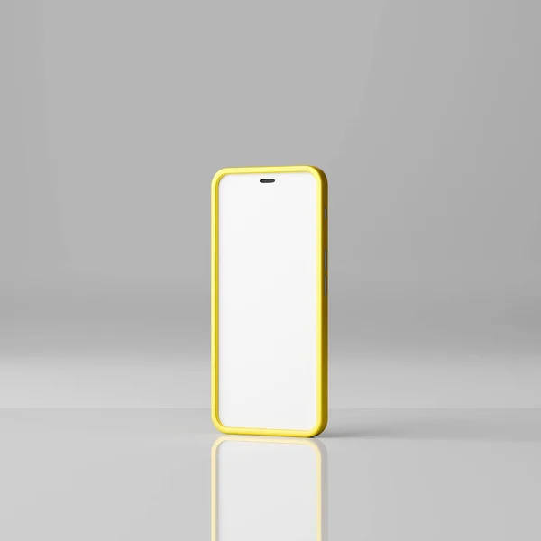 Smartphone Mockup Met Blanco Wit Scherm Een Witte Achtergrond Weergave — Stockfoto