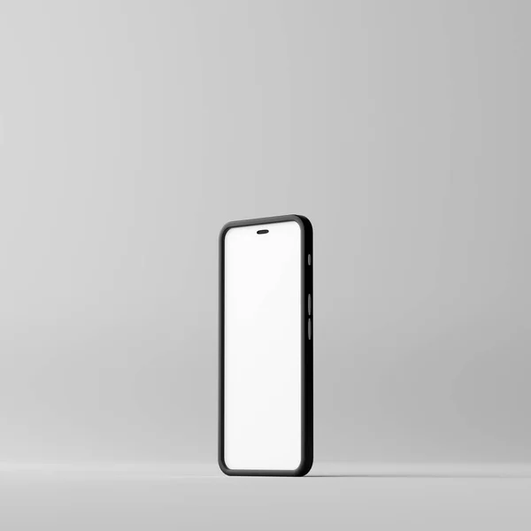 Smartphone Attrappe Mit Leerem Weißen Bildschirm Auf Weißem Hintergrund Rendering — Stockfoto