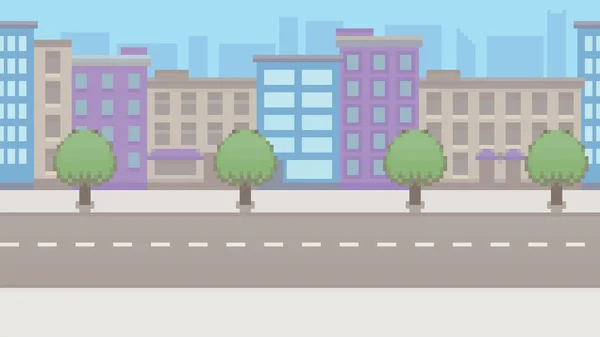 Pixel arte ciudad vacía vector patrón fondo — Archivo Imágenes Vectoriales