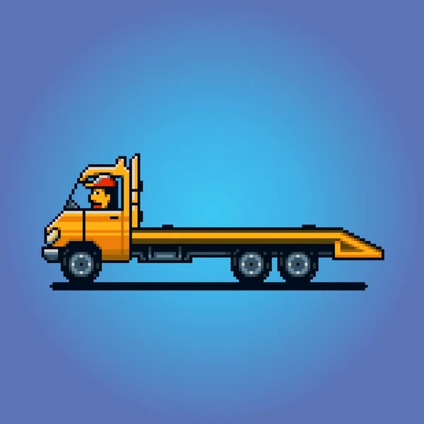 Lege Tow vrachtwagen pixel kunst vectorillustratie — Stockvector