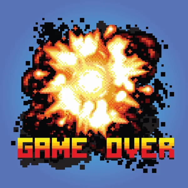 Hra skončila pixel umění výbuchu ilustrace — Stockový vektor