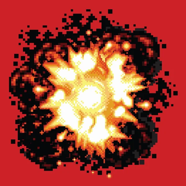 Pixel art retro explosion — Stock Vector