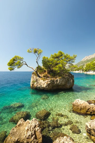 Prachtige verticale landschap van rotsachtig eiland in Brela in Kroatië — Stockfoto