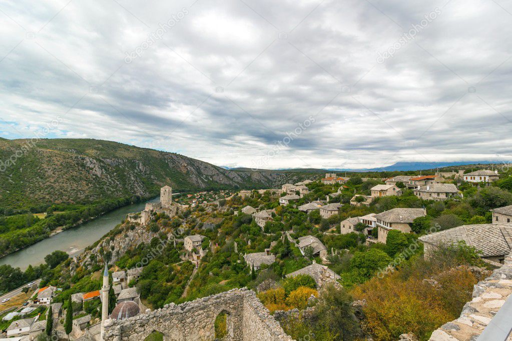 Beautiful landscape view of Pocitelj old town, Bosnia and Herzegovina