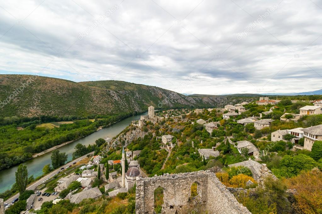 Outstanding panorama of Pocitelj old town, Bosnia and Herzegovina