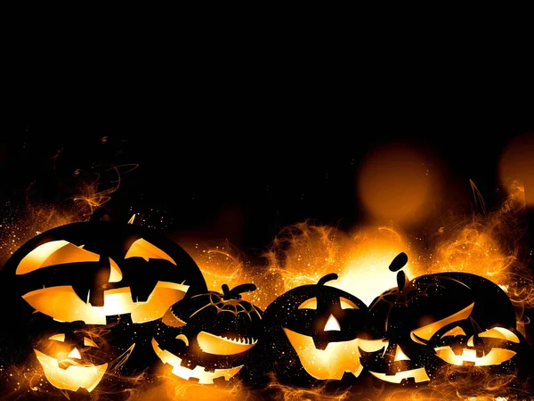 Scary halloween pumpkins ve magic mist — Stok fotoğraf