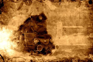 eski buhar tren sepya arka plan