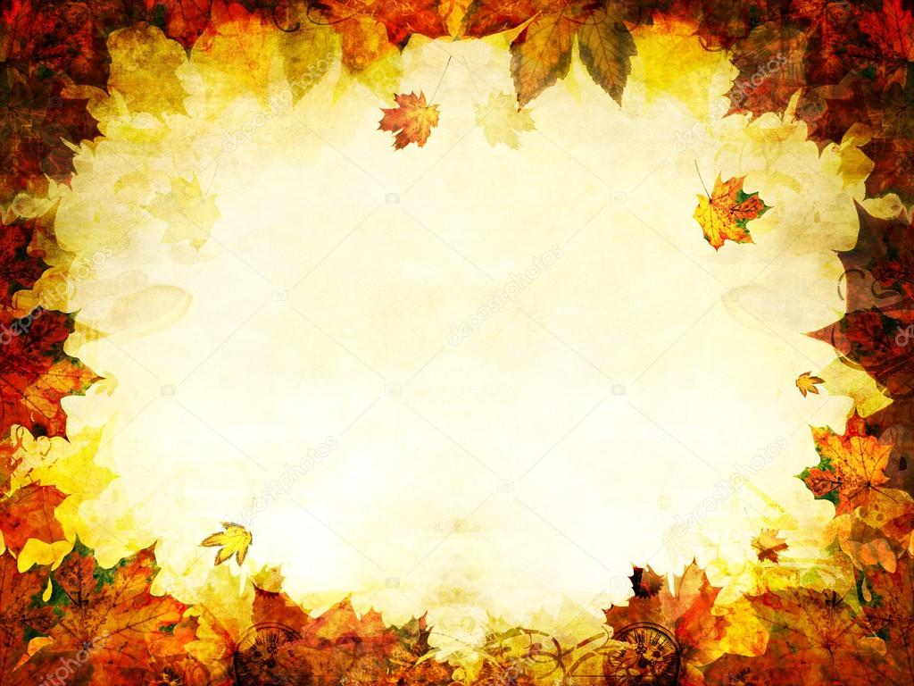 autumn leaves golden frame background