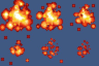 8-Bit Pixel-art Explosion Animation Frames clipart