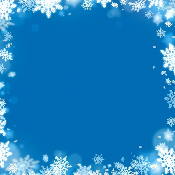 Christmas snowflake frame and blue background — Stock Photo, Image