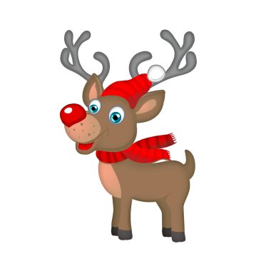 Beyaz izole sevimli Noel reindeer