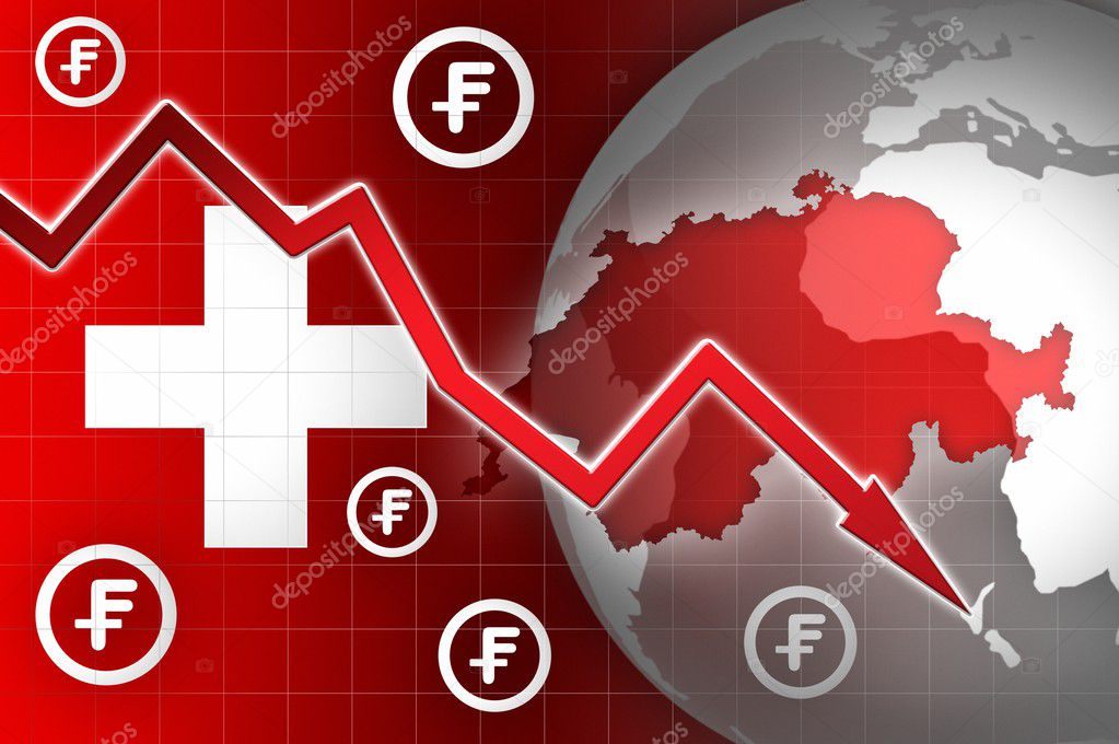 switzerland currency decline down news background