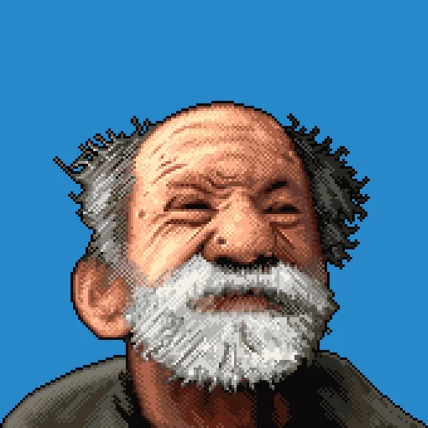 Vieil homme visage pixel art vectoriel illustration — Image vectorielle