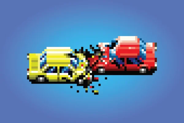 Car crash accident pixel art game style illustration Stock Illustration