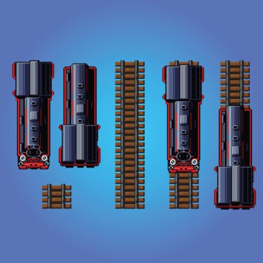 Buhar tren lokomotif piksel sanat stil oyun kıymet vektör
