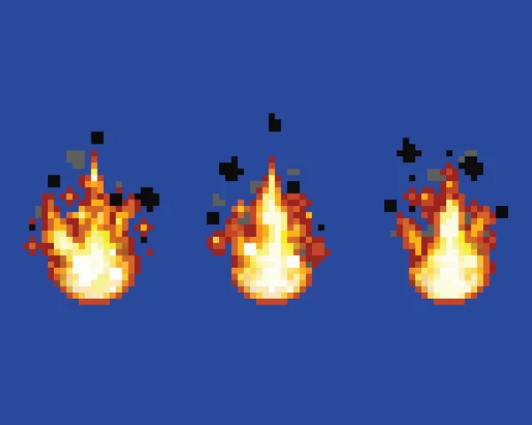 Rasende Flamme - Animation rahmt Videospielanlage Pixel Art Vektor Layer Illustration — Stockvektor