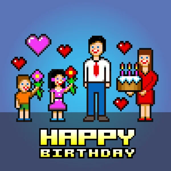 Happy birthday daddy pixel art style vector illustration — Stockvector