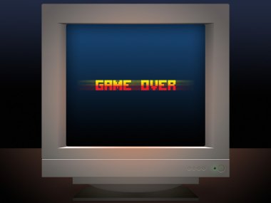 game over pixel art style retro monitor message