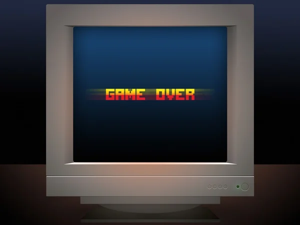 Game over pixel art style retro monitor message — 图库照片