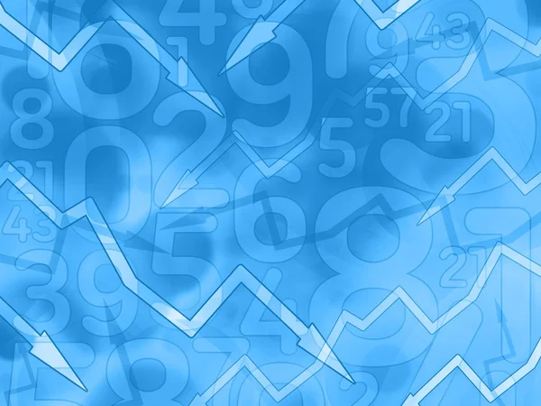 Setas números financeiros fundo azul escuro — Fotografia de Stock