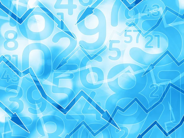 Flechas números financieros luz azul fondo — Foto de Stock