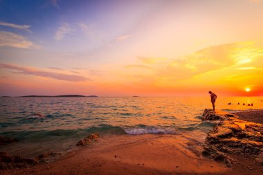 gün batımı Hırvatistan ve Adriyatik Akdeniz