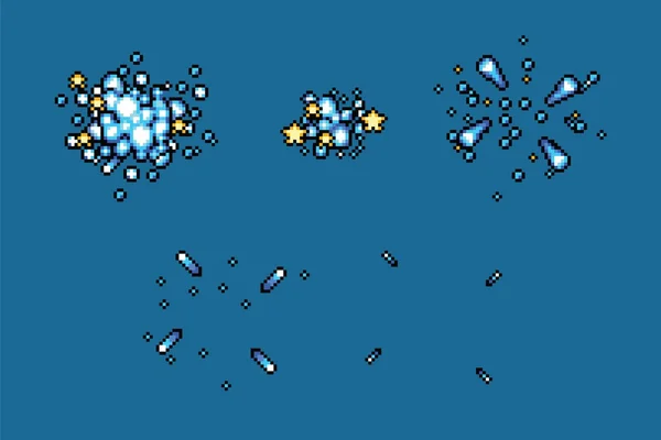 Pixel art étoiles explosion animation images, vecteur — Image vectorielle