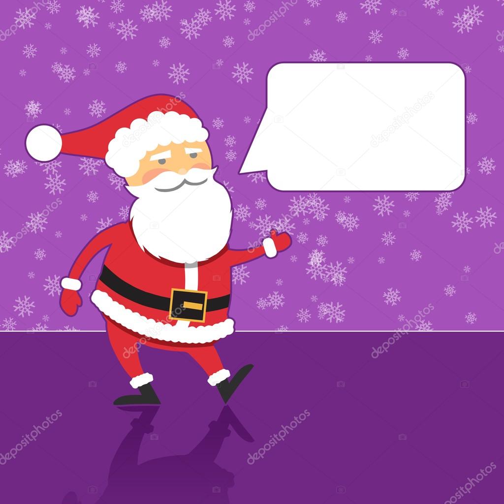 Santa Claus with speech bubble, purple background