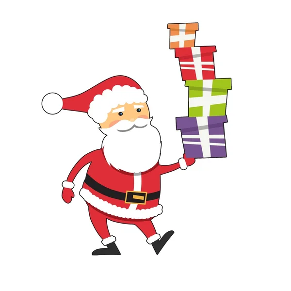 Funny Santa Claus con cajas de regalo de Navidad — Foto de Stock