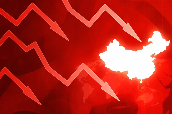 Krise in China - rote Pfeile Konzept Nachrichten Hintergrund Illustration — Stockfoto