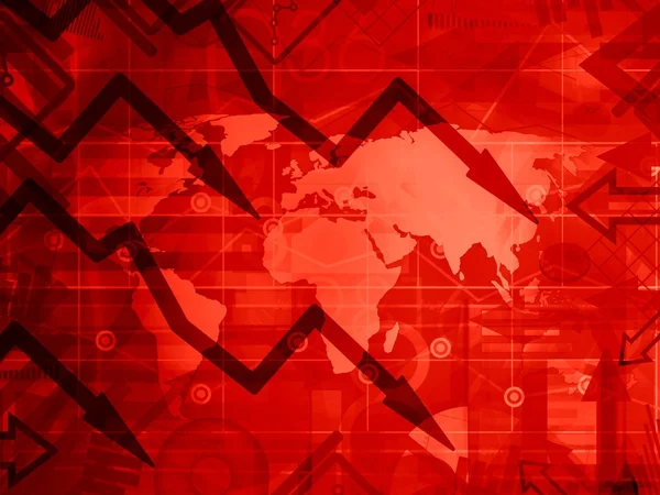 A crise global - conceito de fundo vermelho — Fotografia de Stock