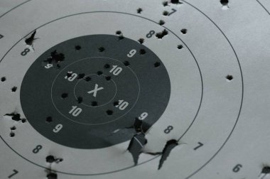 Atış talimi, atış poligonunda. kağıt hedef ve çelik levha hedefi