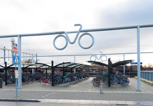 Bicycle parking at station — Stock Photo, Image