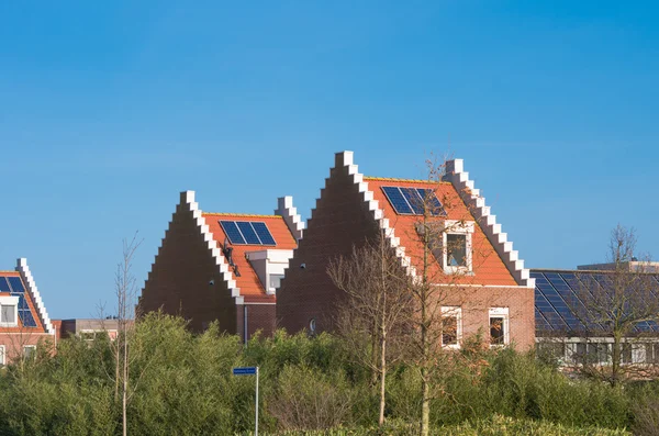 Houses with solar panels — Stock Photo, Image