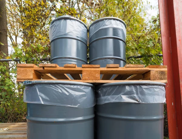 Storage Empty Oil Barrels Factory — Stock Photo, Image