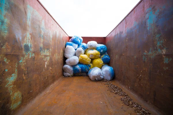 プラスチック廃棄物の大きな海のコンテナ — ストック写真