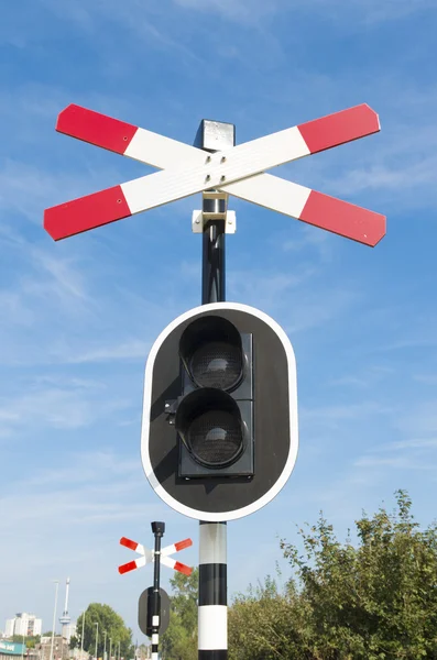 Znak przejście kolejowe — Zdjęcie stockowe