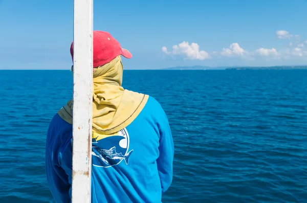Whale spotter on boat — Stock Photo, Image