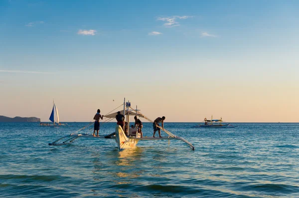 Boats at sunset — Stock Photo, Image