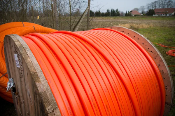 橙色光纤电缆 — 图库照片