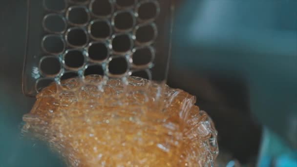 Processo di fabbricazione dei medicinali. Il processo di confezionamento dei medicinali in un guscio gelatinoso. — Video Stock