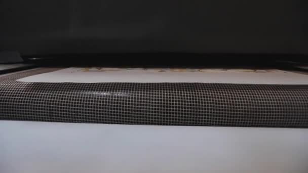 壁紙のコンベア生産ライン,壁紙工場で近代的なコンベアライン — ストック動画
