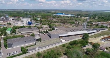 Hava fabrikası, büyük modern fabrika hava manzarası.