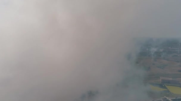 Thick white smoke from the chimney of the plant. Emissions from a large plant. Flying near the smoking chimney of the factory — Stock Video