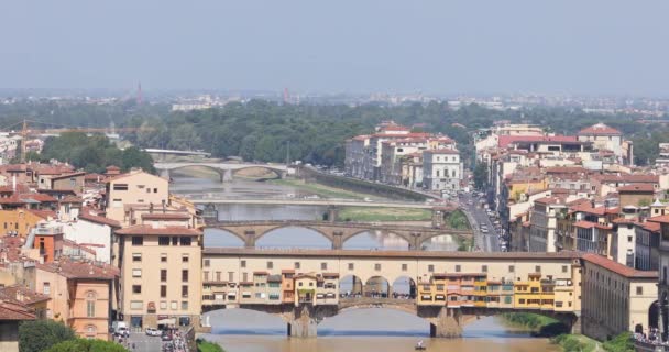 Мост Флоренции Понте Веккьо, мост Понте Веккьо во Флоренции — стоковое видео