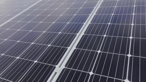 Solar panel closeup, reflection of clouds in the solar panel — Stock Video