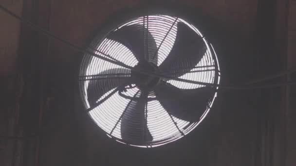 Industrial ventilators. Factory air circulation system. Rotating large fans in a factory — Stock Video